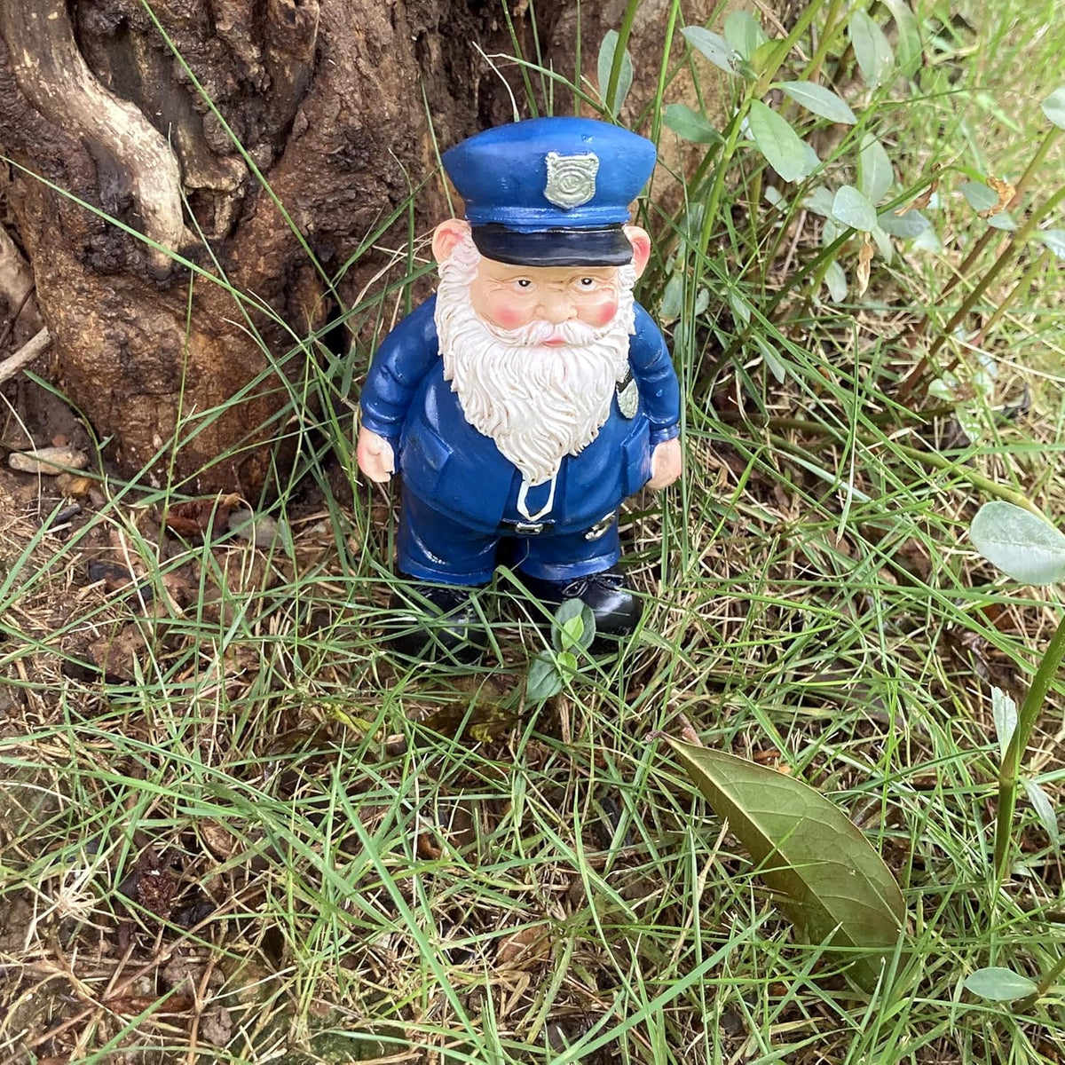 molchagar Police Garden Gnome Statue,United States Police Officer Gnome Figurine Gift for Home