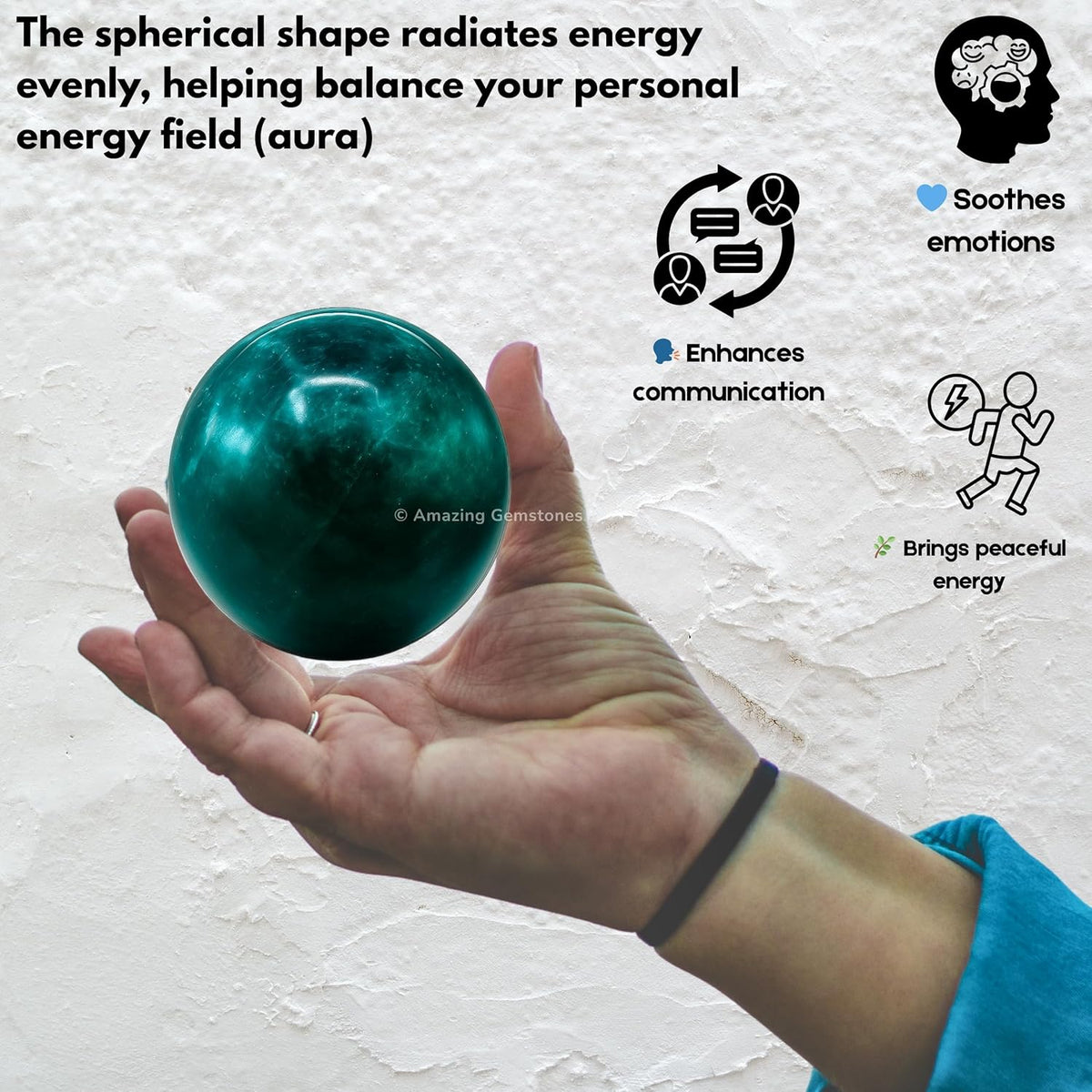 Amazing Gemstone Blue Apatite Crystal Ball with Stand - 2" Inches Crystal Sphere Meditation Balls