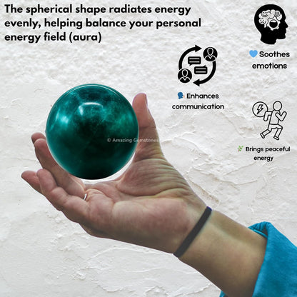 Amazing Gemstone Blue Apatite Crystal Ball with Stand - 2" Inches Crystal Sphere Meditation Balls