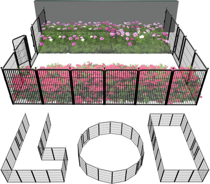 FXW Garden Fence Outdoor for The Yard – 40in(H) x 36.4ft(L) Heavy Duty Metal Animal Barrier for Dog