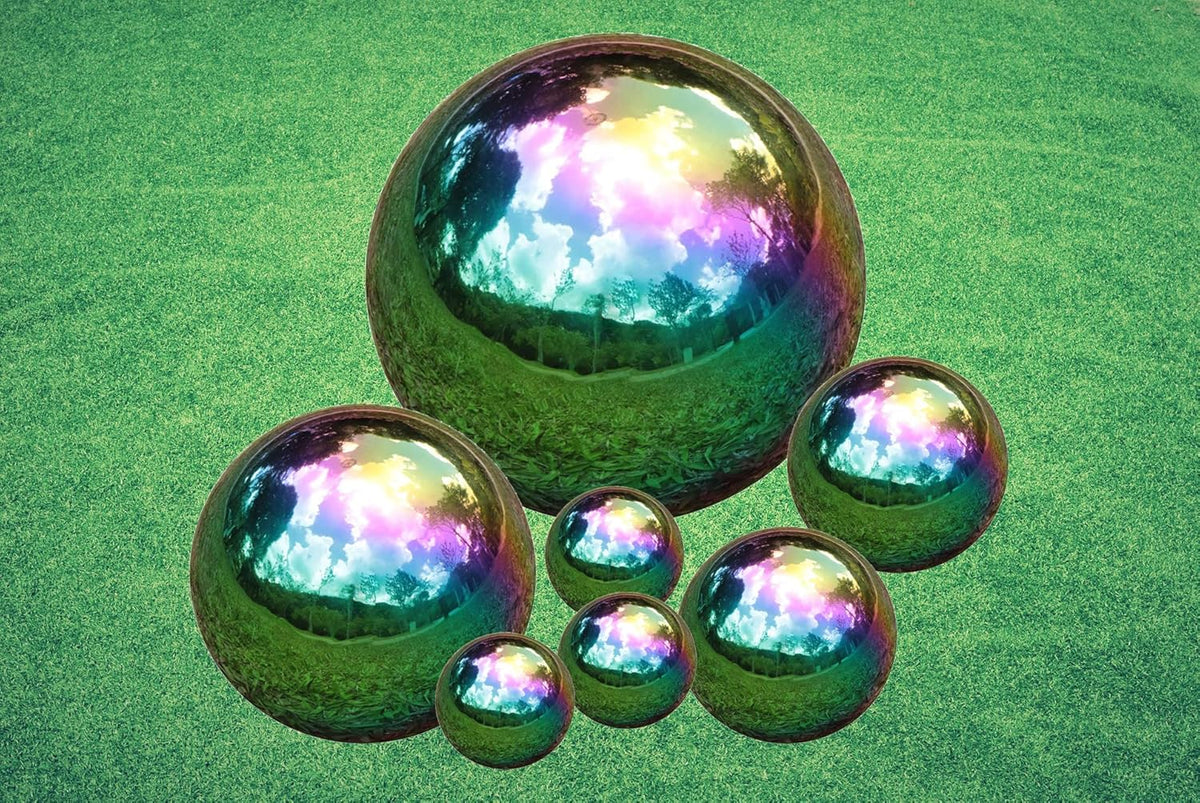 Kesywale Decorative Gazing Ball Set, 7PCS 50-150 mm Gazing Globe Mirror Ball Garden Spheres