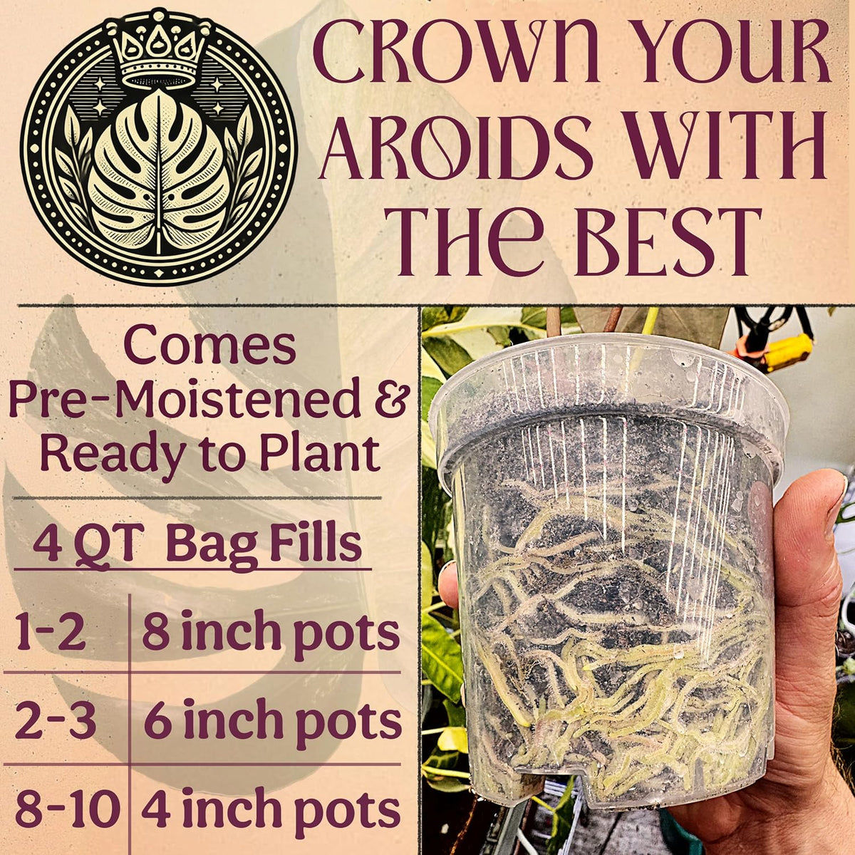 Craft Aroid Potting Mix- Elite Organic Alocasia, Philodendron, Monstera Soil Mix, Chunky, Well