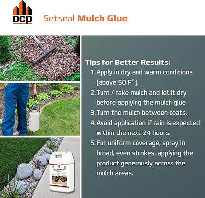 DCP Setseal Mulch Glue for Landscaping 1 Gallon - Gravel Stabilizer & Rock Glue - Works with Mulch