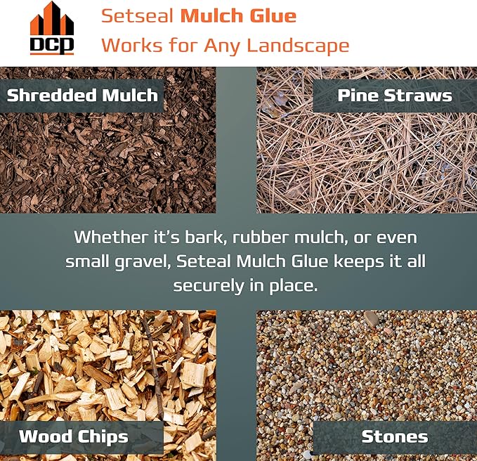 DCP Setseal Mulch Glue for Landscaping 1 Gallon - Gravel Stabilizer & Rock Glue - Works with Mulch