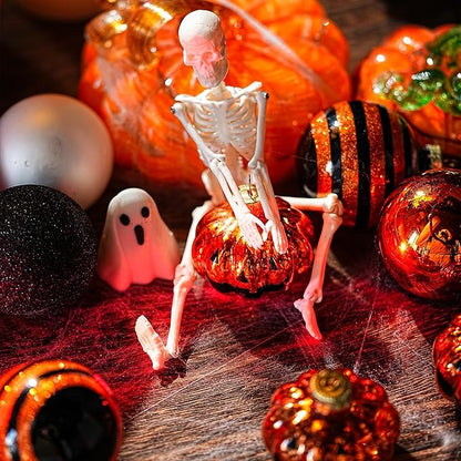 Halloween Tree Ornament Decorations Indoor, 12-Pack Pumpkin Decorative Hanging Ball Ornaments Set