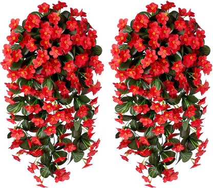 HyeFlora Artificial Fall Fake Hanging Plants Flowers for Outdoor Outside Autumn Decoration, 2 PCS