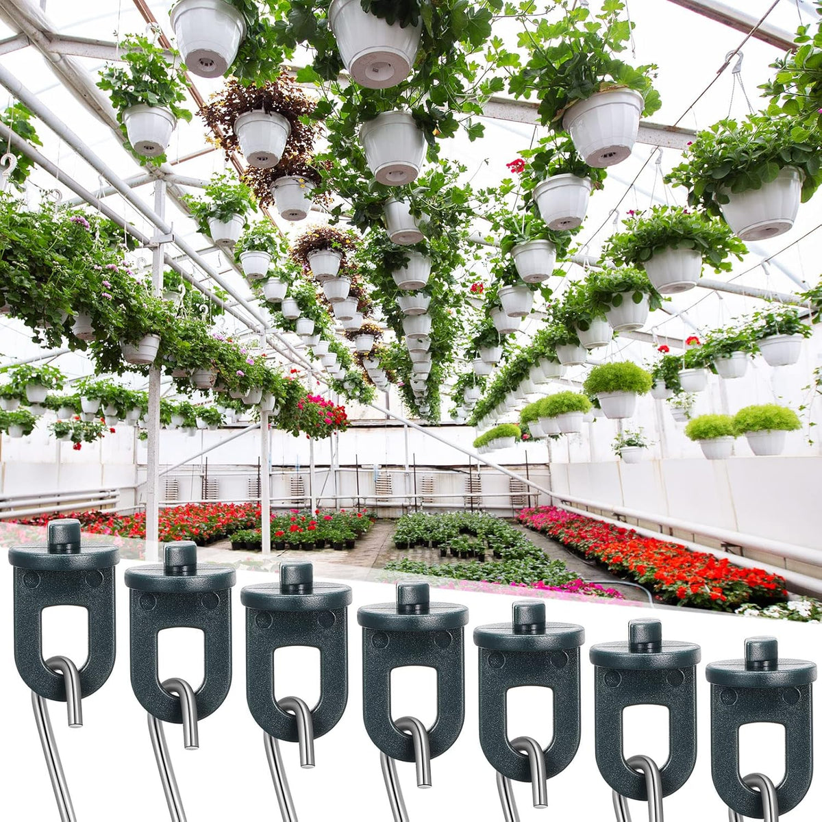 Ripeng 50 Pieces Greenhouse Hooks Hanger Twist Clips Greenhouse Fixing Clips with Stainless Steel S