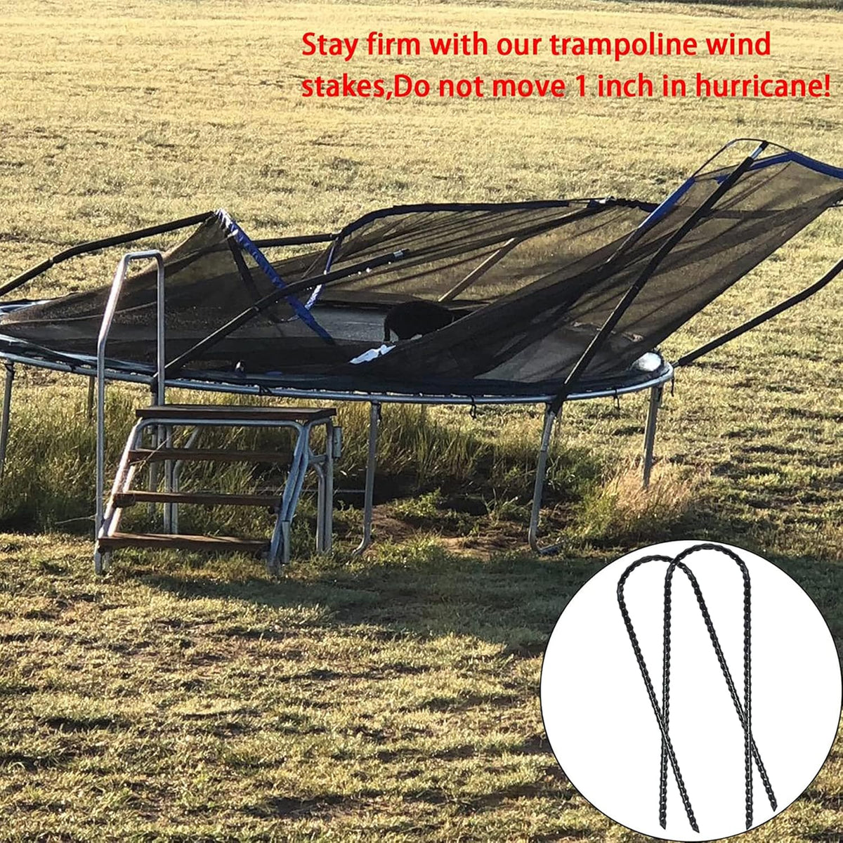 10"x2" Trampolines Wind Stakes Heavy Duty U Shape Galvanized Steel Trampoline Stakes Ground Anchors