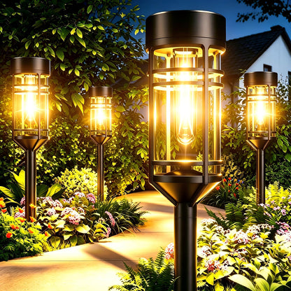 Amzarp 8 Pack Solar Garden Lights, Outdoor Bright LED Solar Pathway Lights