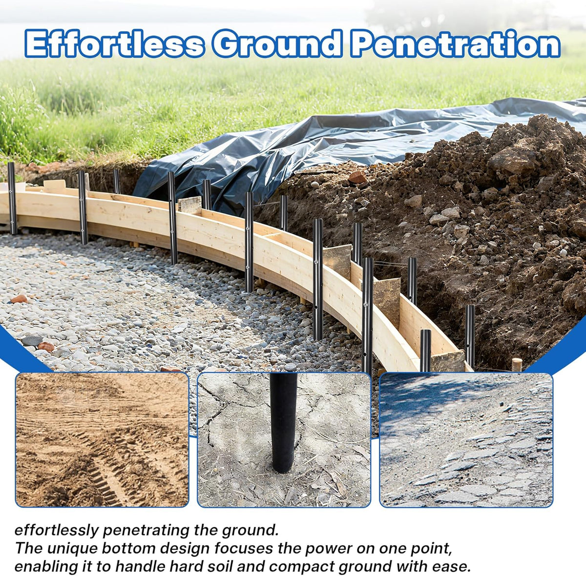 5PCS 12 Inch Round Steel Concrete Form Stakes with Holes Heavy Duty Rebar Stakes Concrete Pins for