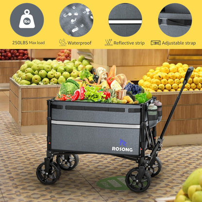 Collapsible Wagon Cart with Wheels Foldable - Folding Utility Heavy Duty Wagons Carts for Grocery