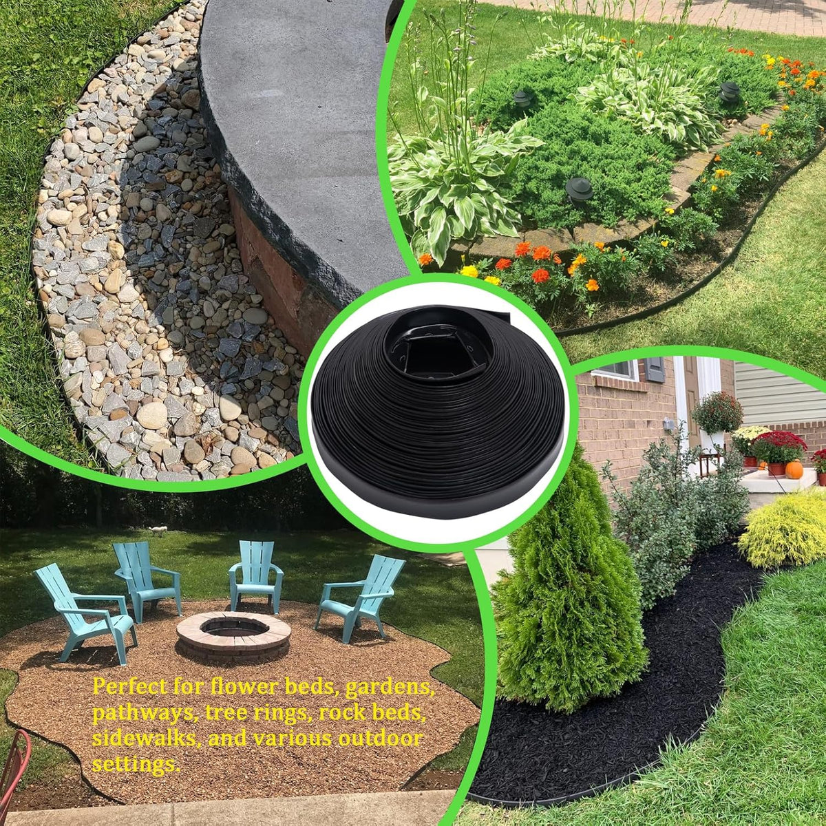 Landscape Edging 2 Inch Tall 100 FT, Garden Edging Border with 5 Pcs Connectors and 60 Pcs
