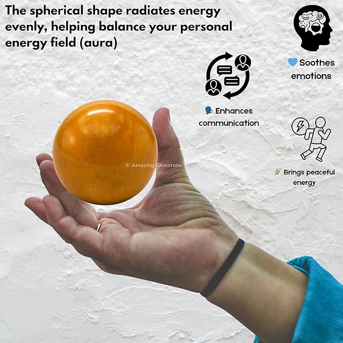 Amazing Gemstone Yellow Jasper Crystal Ball with Stand - 2 Inches Crystal Sphere Meditation Balls