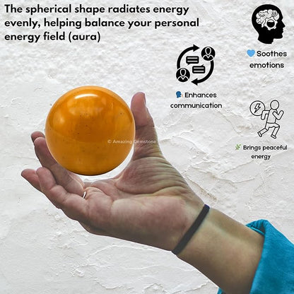 Amazing Gemstone Yellow Jasper Crystal Ball with Stand - 2 Inches Crystal Sphere Meditation Balls