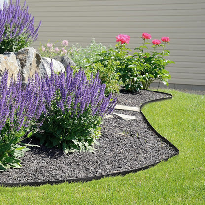 KOL Galvanized Steel Flexible Garden Lawn Edging, 10-Pack Black Metal Landscape Edging Strips