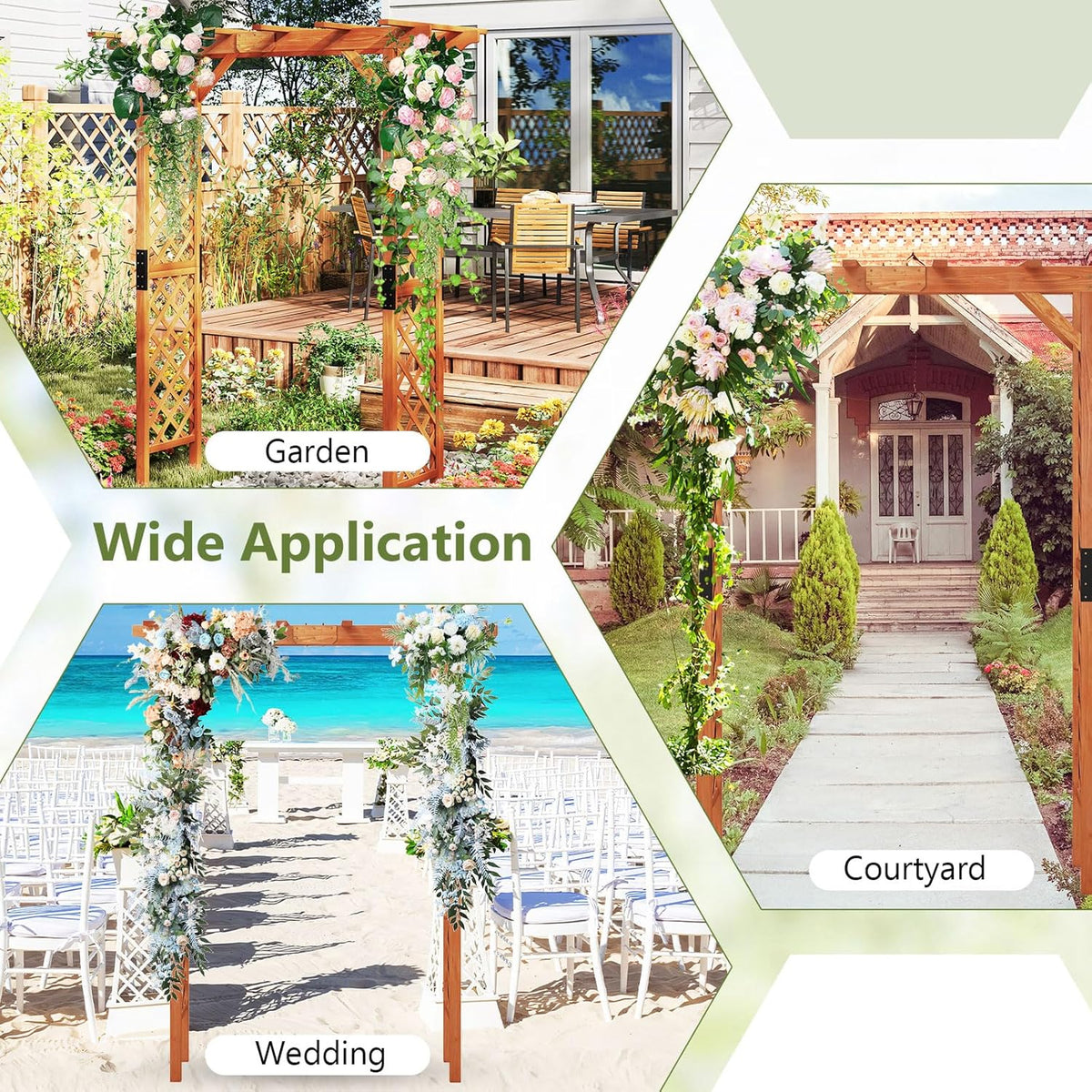 S AFSTAR 84" Wooden Garden Arbor, Plant Climbing Arch Trellis Pergola Archway Wedding Arch for