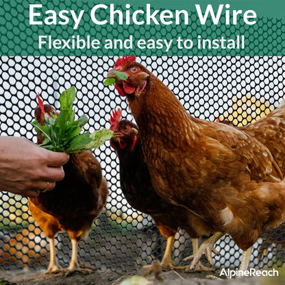AlpineReach Plastic Wire Mesh 1.3ft x 50ft (15.7" x 600") Fence Roll with Zip Ties - Ideal for