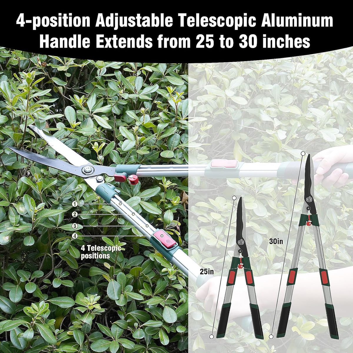 GARTOL 3-Piece Garden Tool Set - Bypass Lopper, Hedge Shears, Pruning Shears with Telescopic