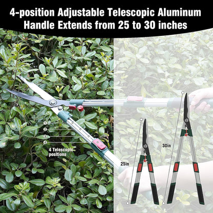 GARTOL 3-Piece Garden Tool Set - Bypass Lopper, Hedge Shears, Pruning Shears with Telescopic