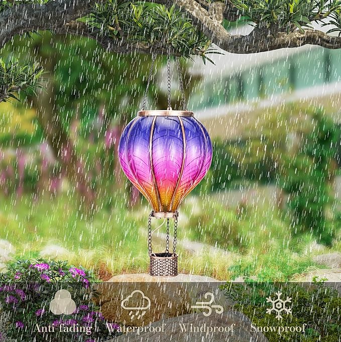 TERESA'S COLLECTIONS 2 Pack Hanging Solar Lantern Outdoor Garden Decor for Valentine ,Waterproof