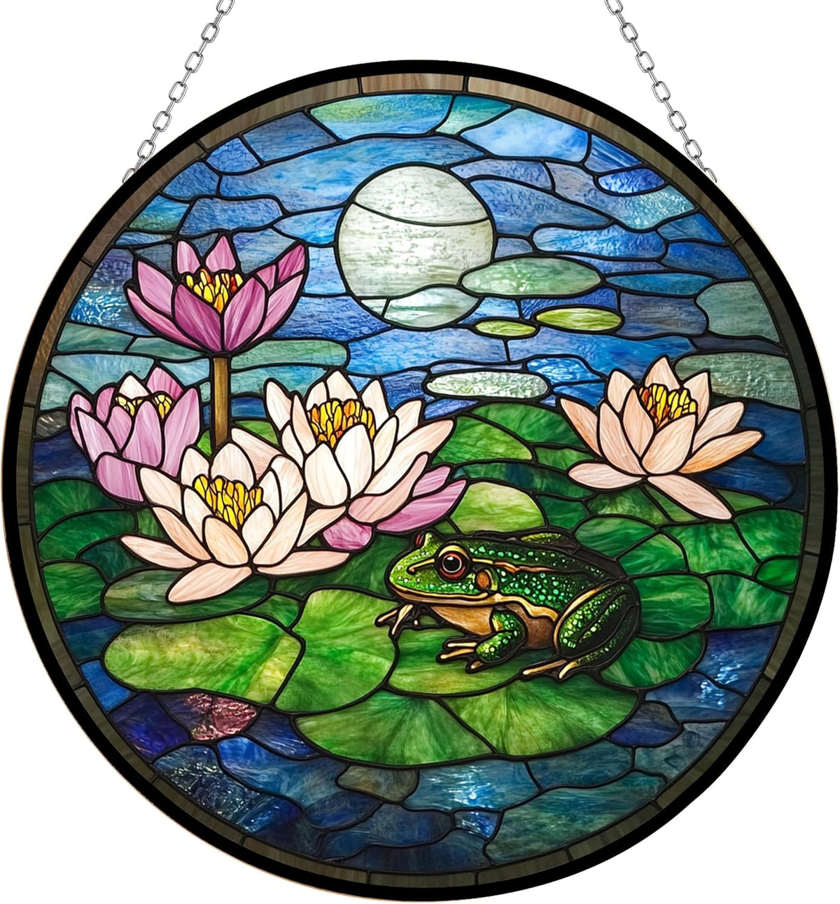Thanksgiving Frog Lotus Stained Glass Window Hanging Sun Catcher Halloween Haning Ornament