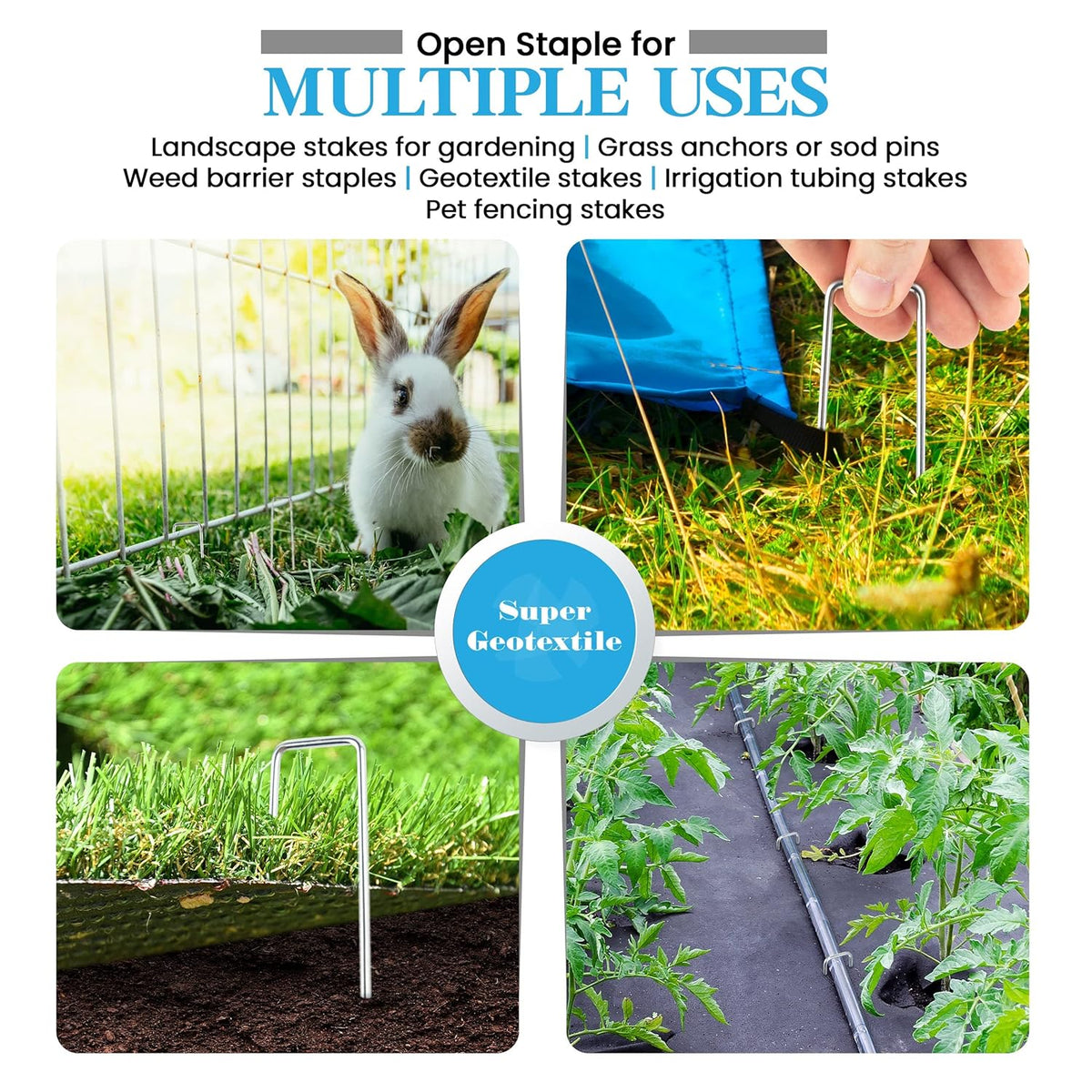 Landscape Staples - Heavy Duty 11 Gauge Galvanized U-Shaped Sod Pins for Weed Barrier and
