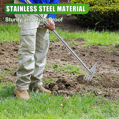 Dual Headed Hoe Garden Tool, Adjustable Long Handle Weed Puller, Stainless Steel Hoe Cultivator and