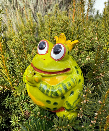Ceramic Garden Decor - Frog Lawn Stake - Outdoor Statue - Perfect, Unique Gifts for Gardeners