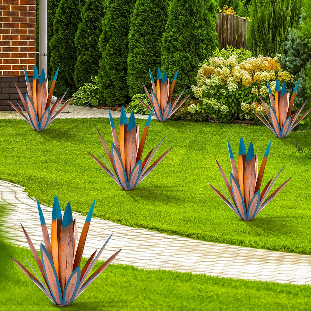 TOMBABY Large Leaf Thickened Metal Agave Plant Outdoor Decoration Desert Courtyard Art Plant Garden