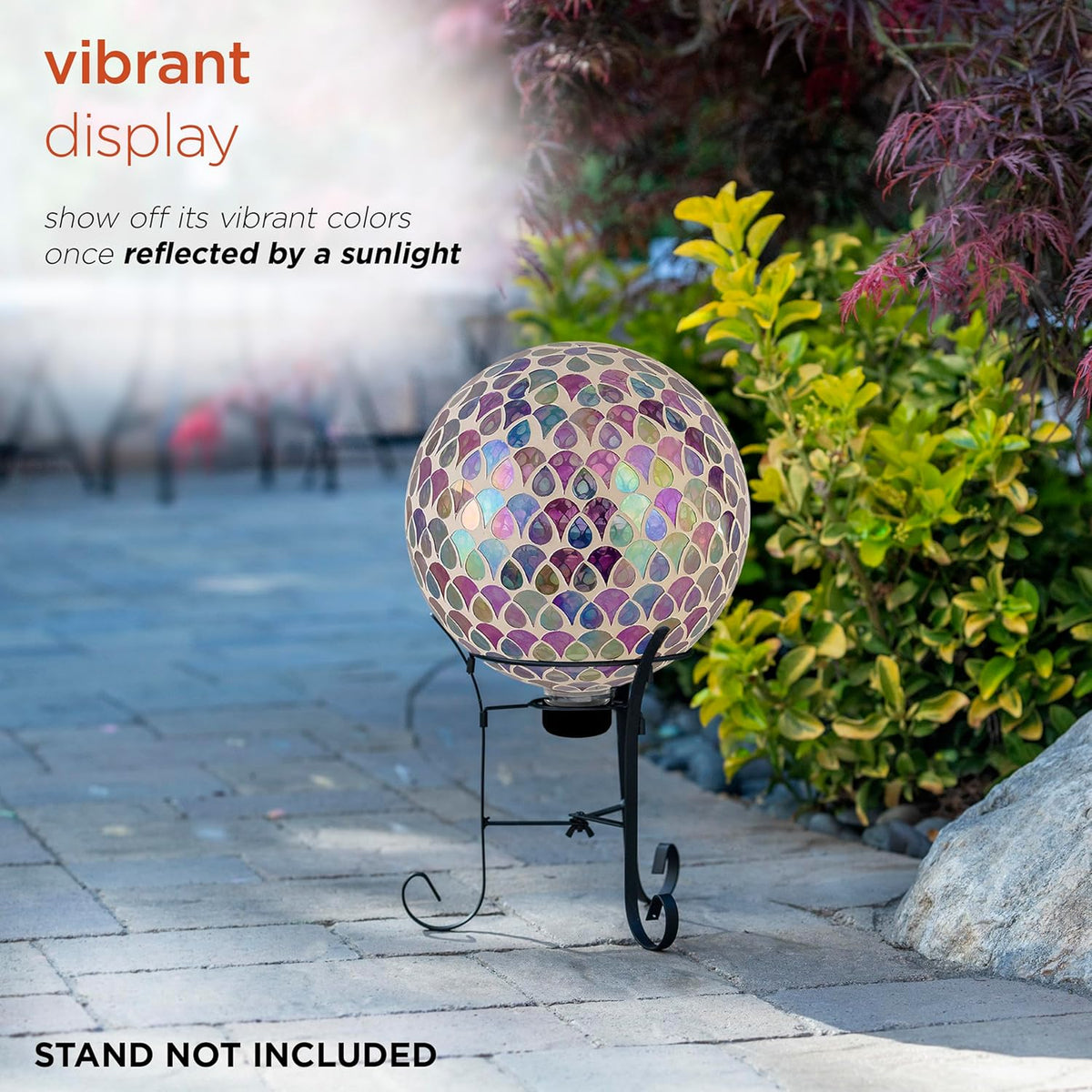 Alpine Corporation HGY438 Outdoor Mosaic Glass Gazing Globe with Colorful Teardrop Design, 10"