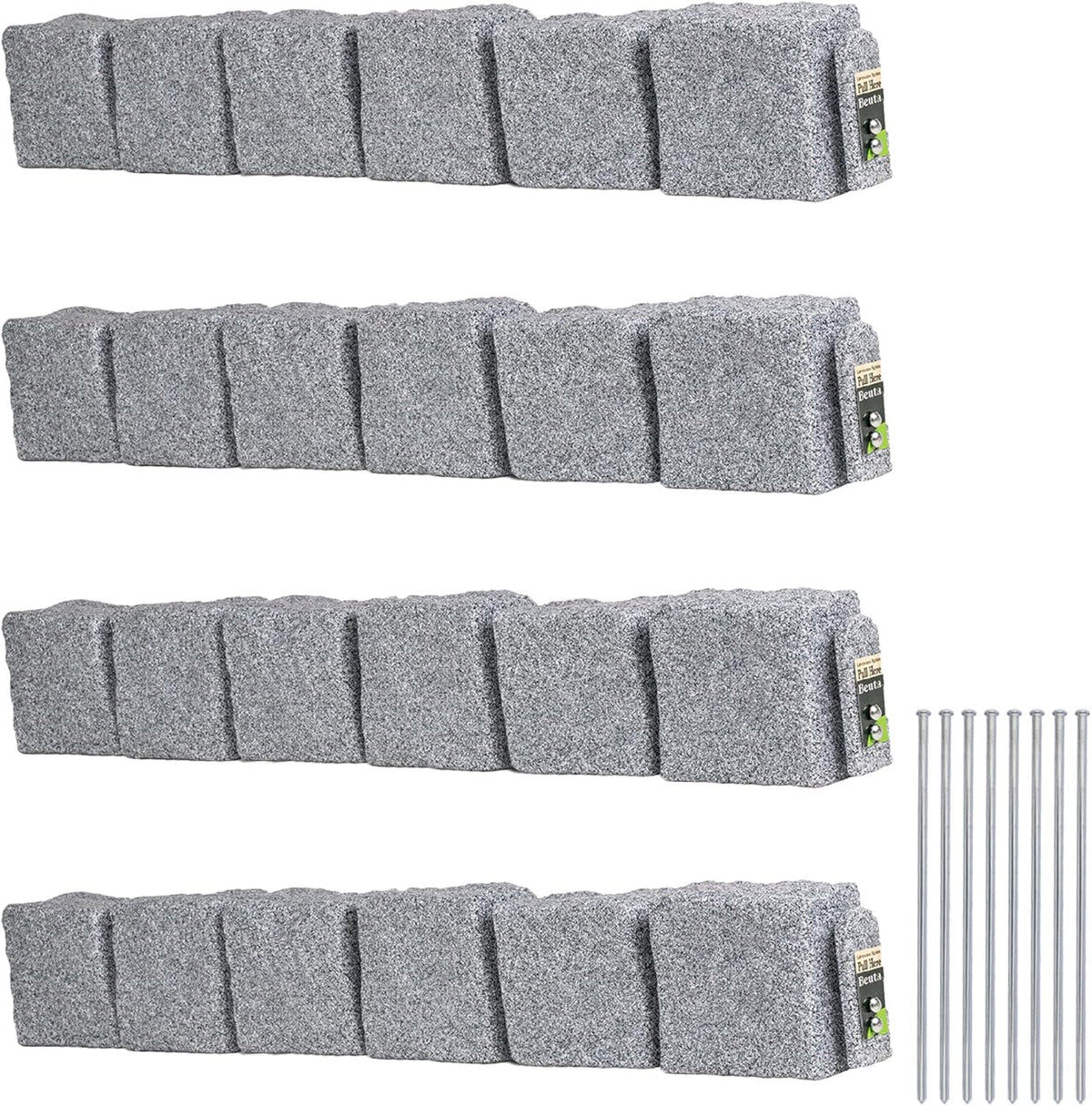 Beuta Landscape Edging | Garden Edging Border | Faux Stone Blocks for Lawn Edging, Flower Beds &
