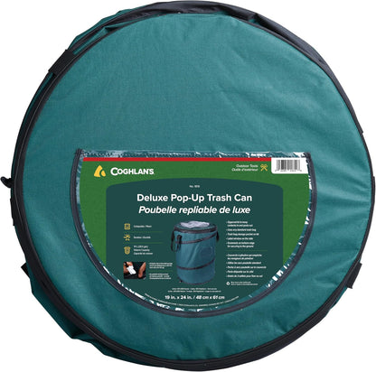 Coghlan's Deluxe Durable Pop-Up Trash Can – Collapsible Garbage Bin with Zippered Lid, Bag Clips