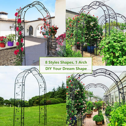 Metal Garden Arch 98.4" H Garden Arbor Trellis Climbing Plants Support Rose Arch Outdoor Lawn