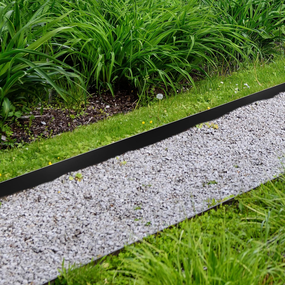 KOL Galvanized Steel Garden Lawn Edging, 6-Pack Black Bendable Metal Landscape Edging Strips