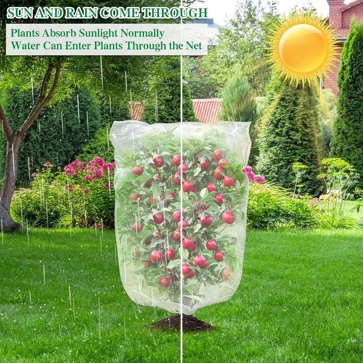 Insect Bird Barrier Mesh, Garden Netting Barrier, Bird Netting, Netting for Plant with Drawstring
