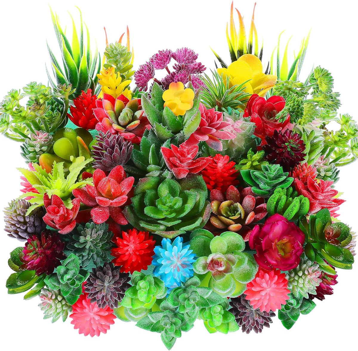 WILLBOND 50 Pcs Bulk Mini Artificial Succulents Plants Assorted Unpotted Realistic Plants Fake