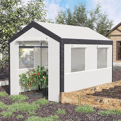 Outsunny 10' x 7' x 7' Greenhouse, Walk-in Outdoor Tunnel Green House with PE Cover, Steel Frame, 2