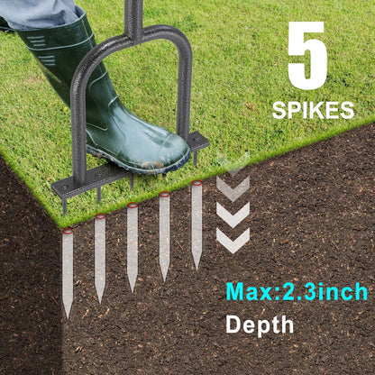 BeneLabel Handheld Lawn Aerator Spike Manual Tool with Solid Spikes Grass Aerators for Lawn with