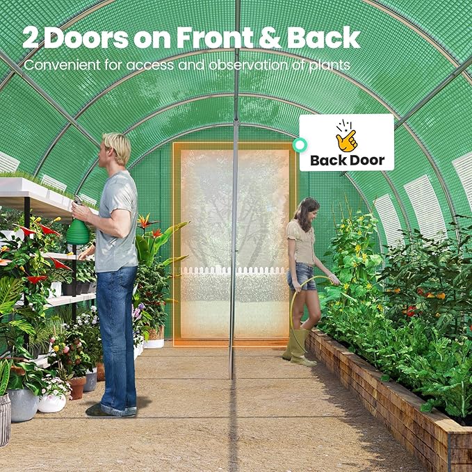 KING BIRD Premium 25x10x6.6FT Greenhouse for Outdoors, Large Walk-in Upgraded Galvanized Metal