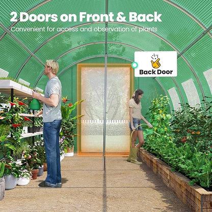 KING BIRD Premium 25x10x6.6FT Greenhouse for Outdoors, Large Walk-in Upgraded Galvanized Metal
