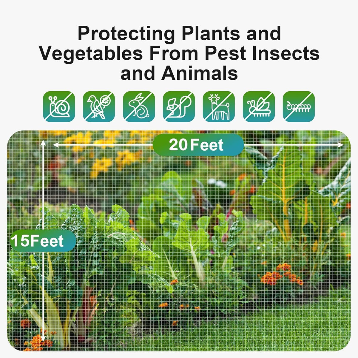 Garden Netting Pest Barrier: Ultra Fine 15'x20' Bug Netting for Garden Protection Row Cover Raised