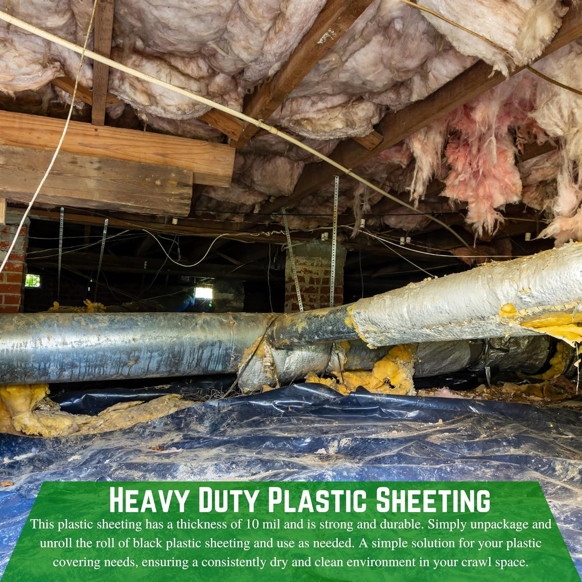 Farm Plastic Supply - Crawl Space Vapor Barrier - 10 Mil - Black Vapor Barrier, Thick Plastic