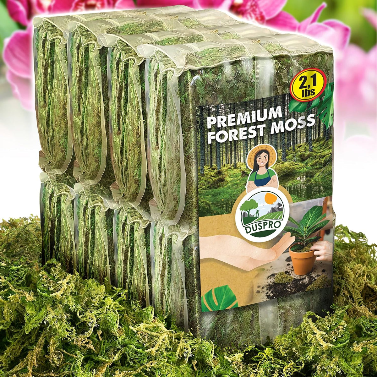 DUSPRO Dried Moss for Potted Plants, Forest Orchid Moss for Potting Mix, Sphagnum Potting Moss for