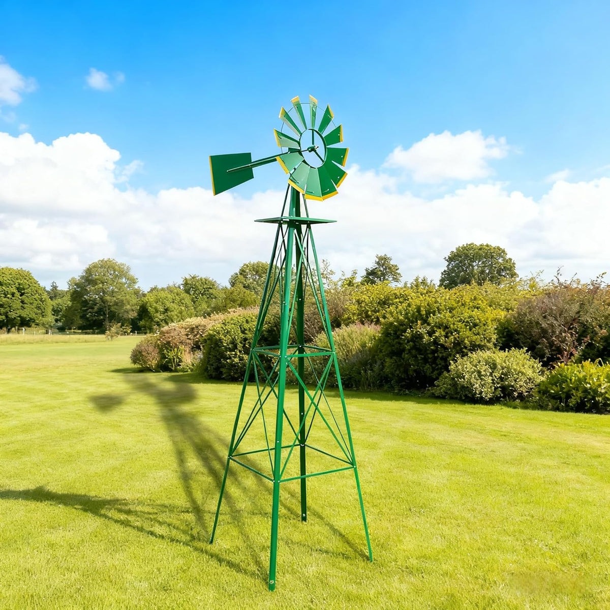 8FT Windmill for Yard Garden Decoration with Weather Vanes，Heavy Duty Outdoor Wind Mills, Large