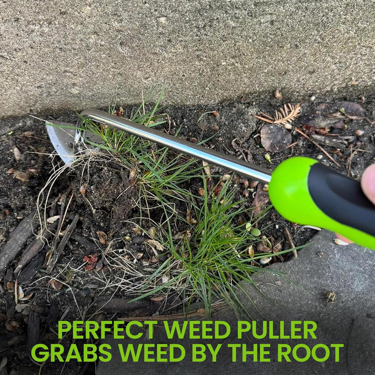 Garden Guru Root Weeder Tool with Ergonomic Handle - Stainless Steel Weed Puller for Planting