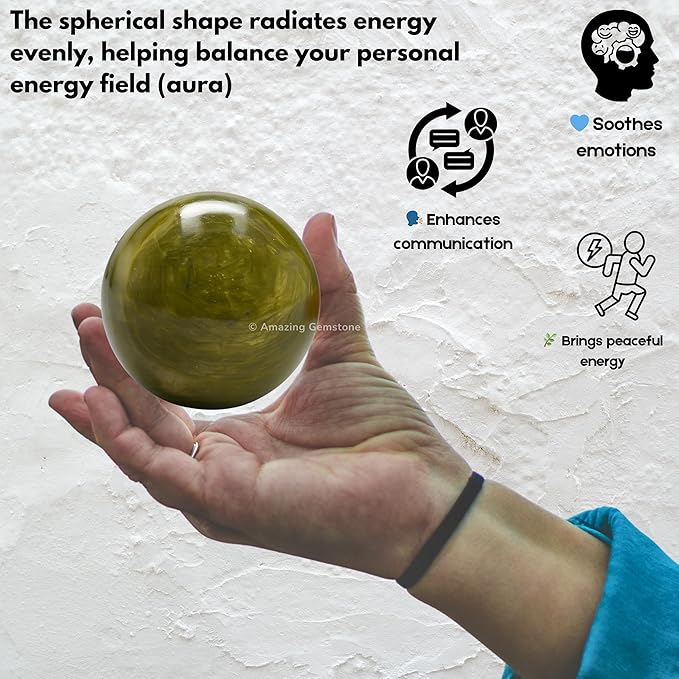 Amazing Gemstone Vesuvianite Crystal Ball with Stand - 2 Inches Crystal Sphere Meditation Balls for