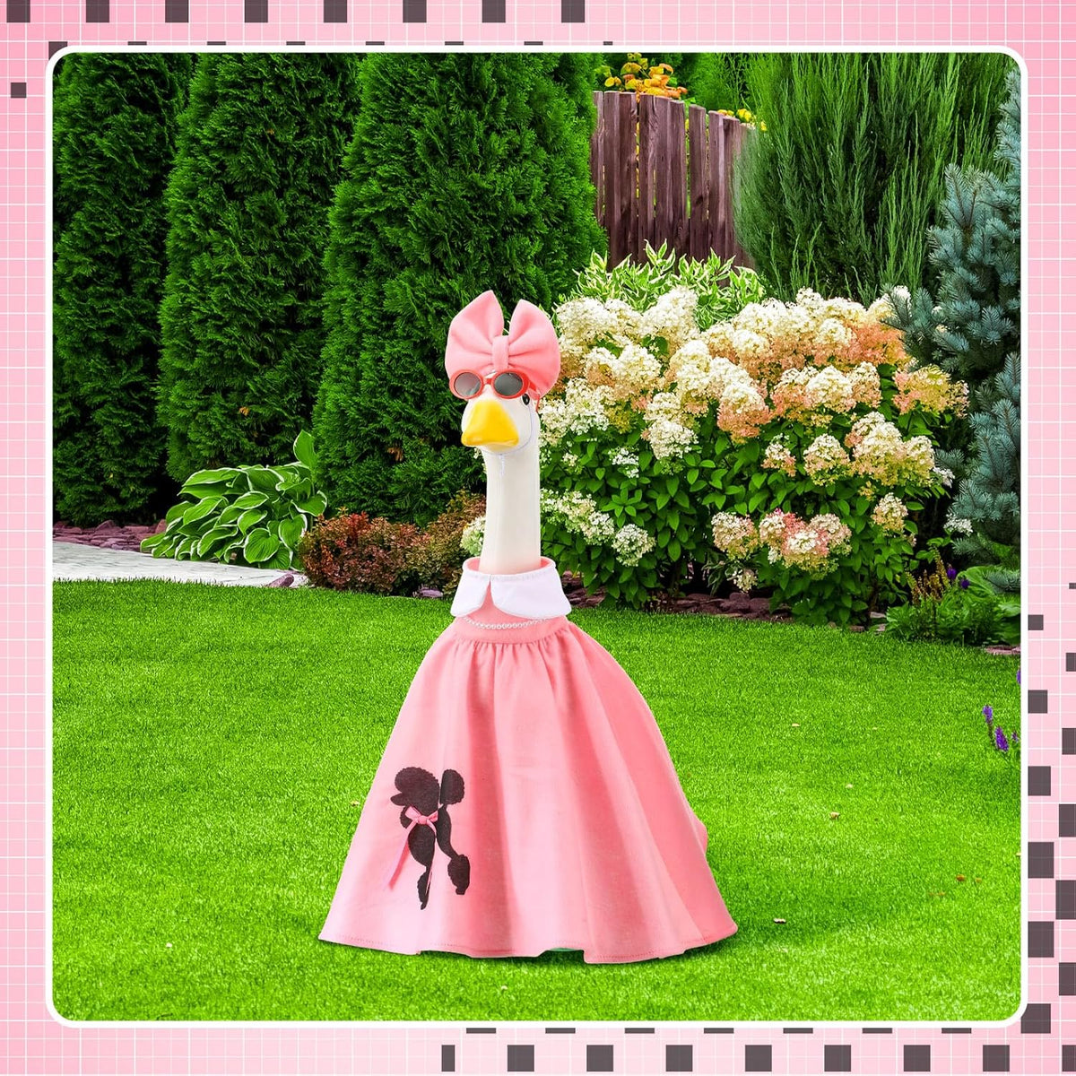 Outus Halloween 50s Goose Outfits Funny Poodle Skirt for Porch Goose 23 Inch Holiday Lawn Geese