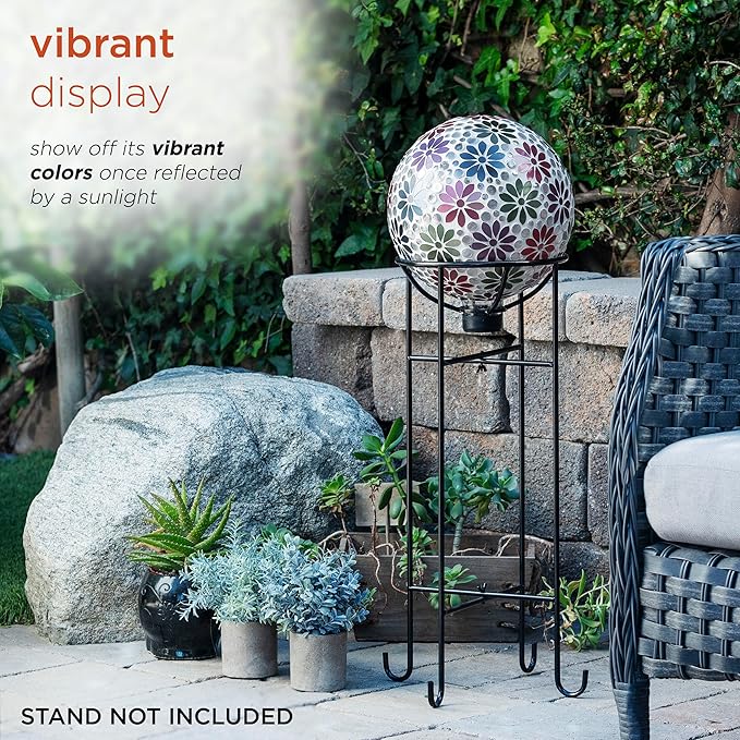 Alpine Corporation 10" Diameter Indoor/Outdoor Glass Mosaic Gazing Globe Yard Decoration, Colorful