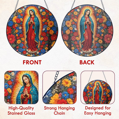 FLAGWIX Christmas Christian Gifts for Women - Virgen De Guadalupe Stained Glass Window Hanging 10