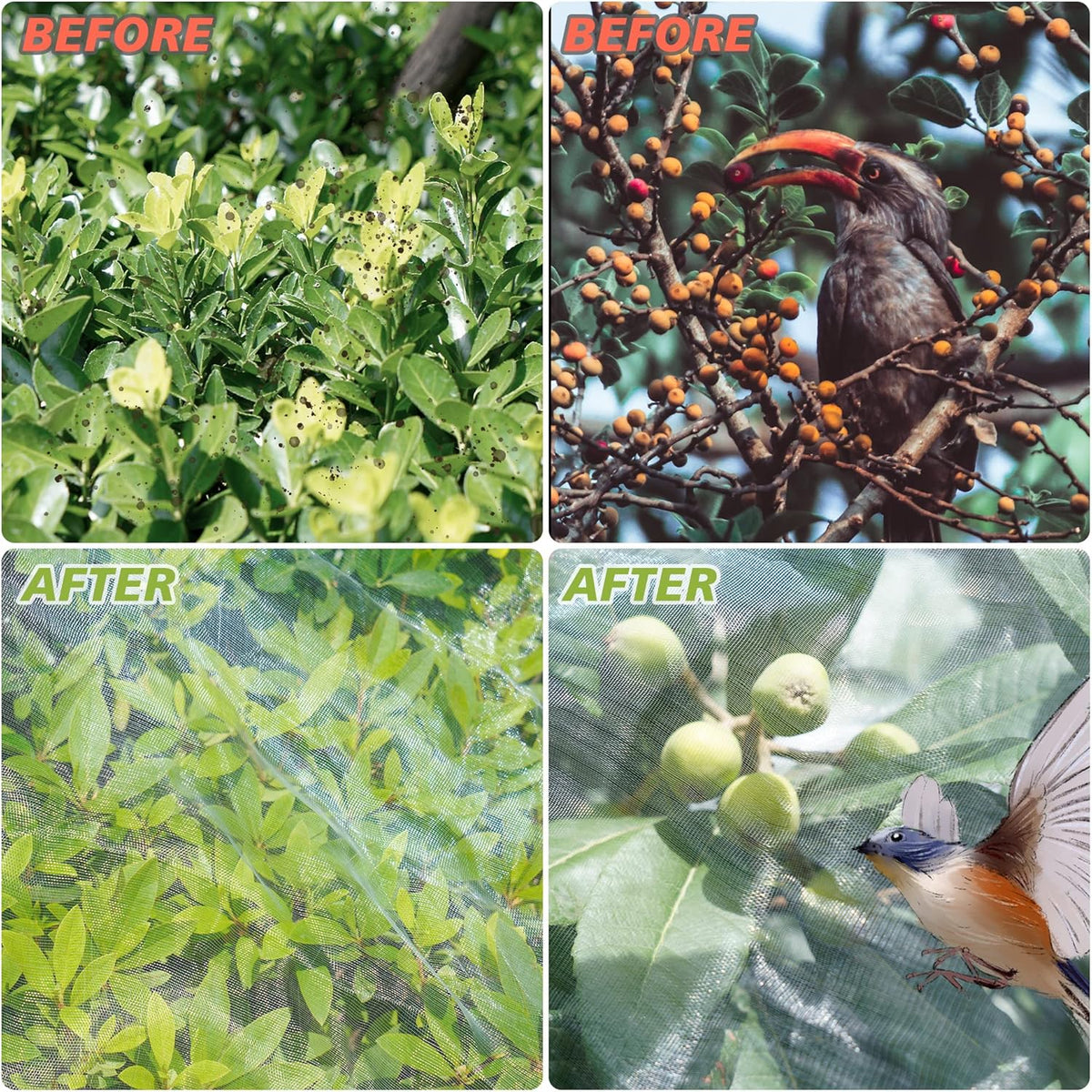 Garden Netting,8x33Ft Mosquito Insect Birds Animals Barrier Protection Net Ultra Fine Garden Mesh